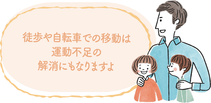 徒歩や自転車での移動は運動不足の解消にもなりますよ｜地球に優しいこと、何かやっていますか？