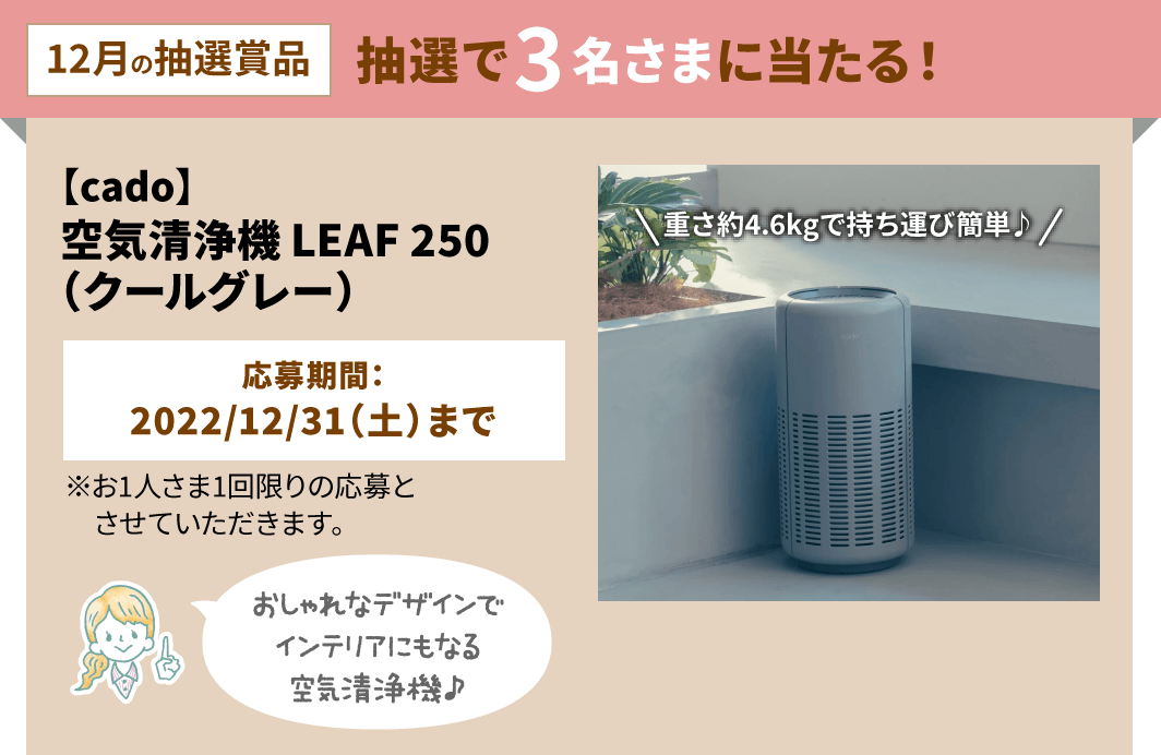 【新品】cado(カドー)   LEAF 250  空気清浄機　クールグレー