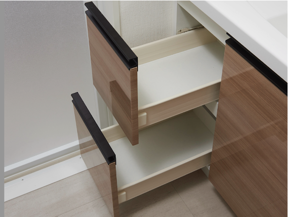 フロアキャビネット 2段引き出しと開き扉の洗面台収納