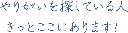 やりがいを探している人きっとここにあります！