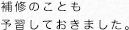 補修のことも予習しておきました。