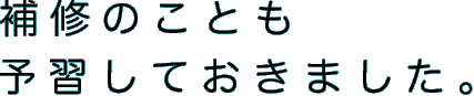 補修のことも予習しておきました。