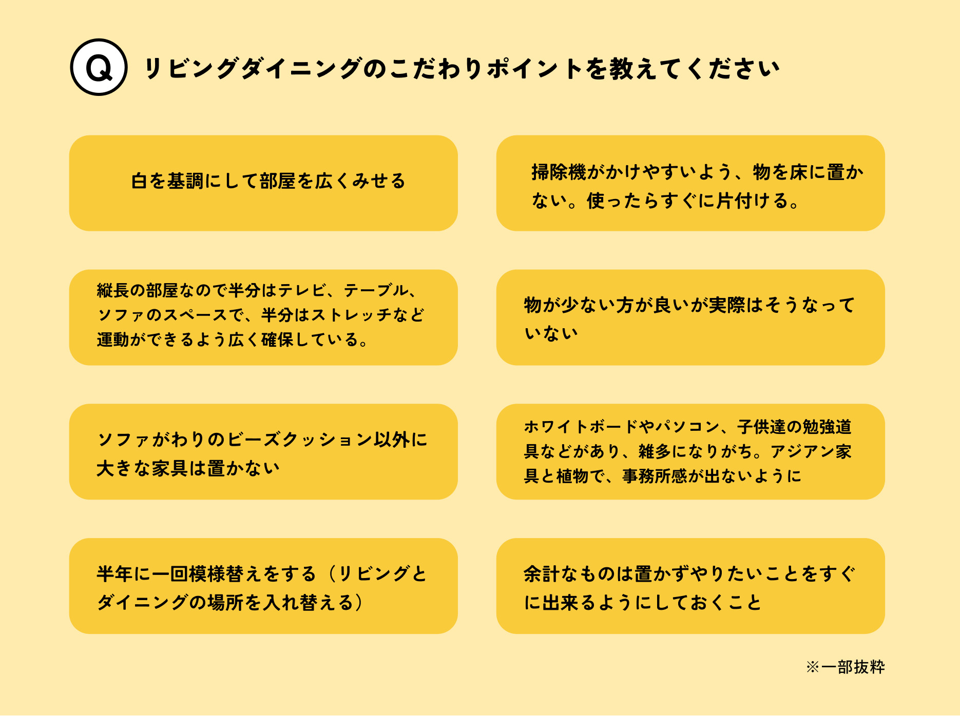 リビングダイニングのこだわりポイントを教えてください。