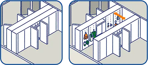 移動ひとつで空間が変わる！可変性