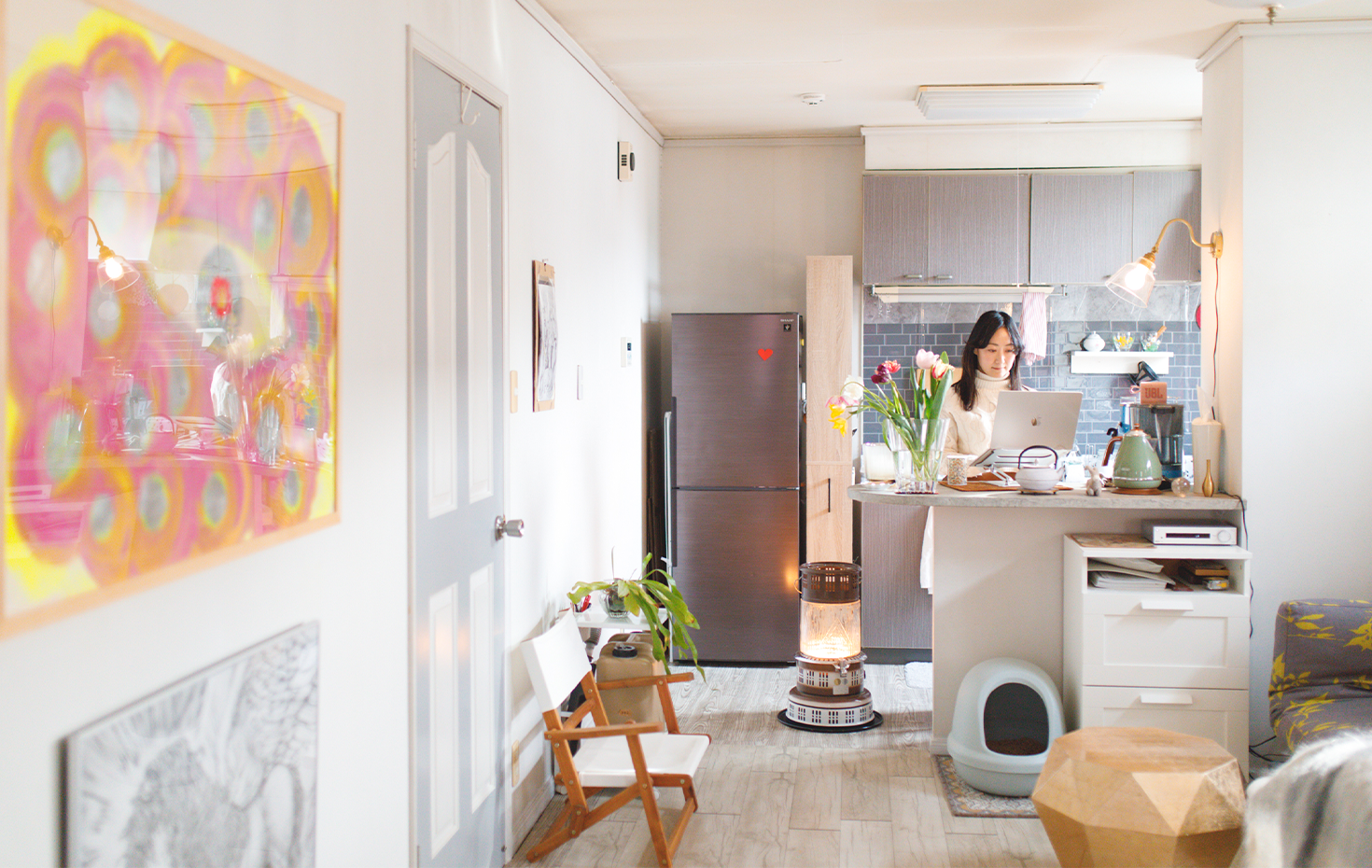 アトリエから見たリビング