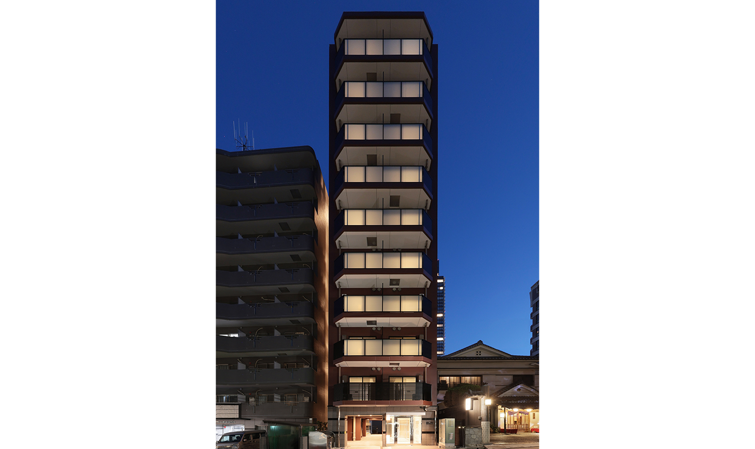 寮の全景。整った空間が社員の毎日を支える