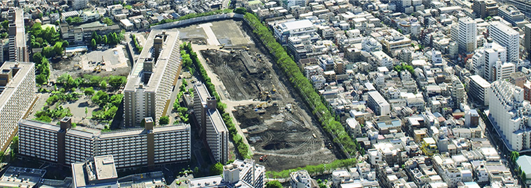 着工当時に撮影した計画地の航空写真（2015年撮影）